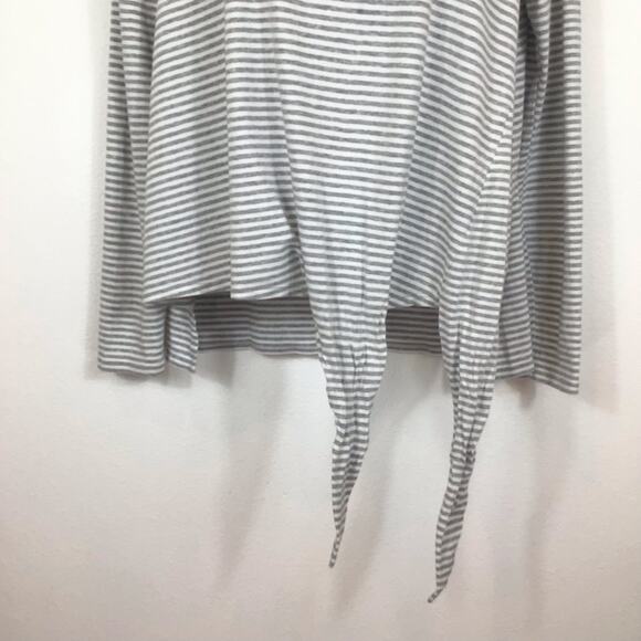 VINEYARD VINES Long Sleeve Grey Striped Tie Front Knit Top size S - Picture 3 of 6